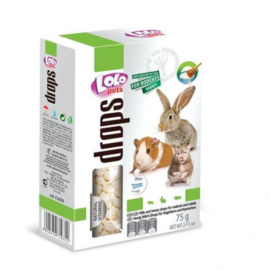 LOLO dropsy mliečno-medové pre hlodavce 75 g LOLO dropsy mliečno-medové pre hlodavce 75 g