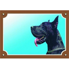 Barevná cedulka Pozor pes, Doga černá