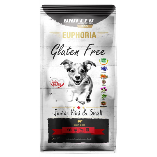 BIOFEED Euphoria Gluten Free Junior mini & small Beef - suché krmivo pro psy - 12kg