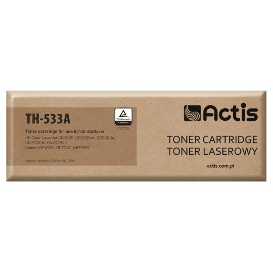 Actis Tonerová kazeta TH-533A (náhrada za HP 304A CC533A, Canon CRG-718M; standardní; 3000 stran; červená)