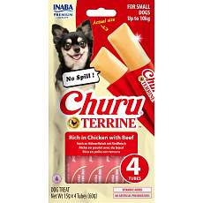 Churu Dog Terrine kuracie s hovädzím plemena S 4x15g