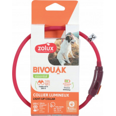 ZOLUX BIVOUAK LED Silikonový červený - obojek pro štěňata a malé psy - 20-40 cm