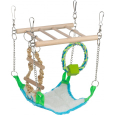 Závesný rebrík s pelechom a bavlneným kruhom pre hlodavce
