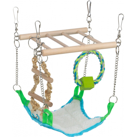 Závesný rebrík s pelechom a bavlneným kruhom pre hlodavce
