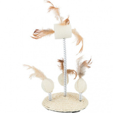 Prírodná hračka na pružine (lufa, perie) 15x30 cm