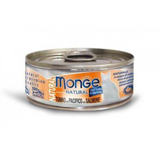 MONGE NATURAL kúsky tuniaka s lososom pre mačky 80 g