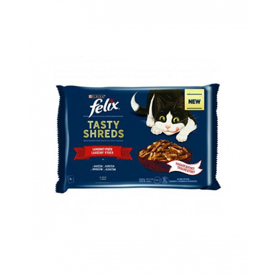 Nestlé FELIX Tasty shreds cat Multipack hovädzie&kuracie v šťave kapsička 4x80 g Nestlé FELIX Tasty shreds cat Multipack hovädzie&kuracie v šťave kapsička 4x80 g