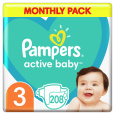 Pampers Active Baby 3 Midi 5-9 kg 208 ks