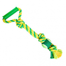 Preťahovadlo s rukoväťou HipHop 3 uzly, tenisová loptička 45 cm / 310 g limetková, zelená Preťahovadlo s rukoväťou HipHop 3 uzly, tenisová loptička 45 cm / 310 g limetková, zelená