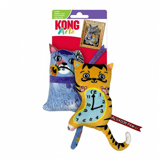 Hračka Kong Cat Artz Dali/van Gogh s kocúrnikom 2 ks polyester Hračka Kong Cat Artz Dali/van Gogh s kocúrnikom 2 ks polyester