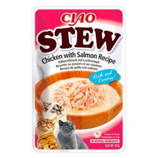 Inaba CIAO Stew Cat Kapsička Kuracie s lososom 1 ks 40 g Inaba CIAO Stew Cat Kapsička Kuracie s lososom 1 ks 40 g