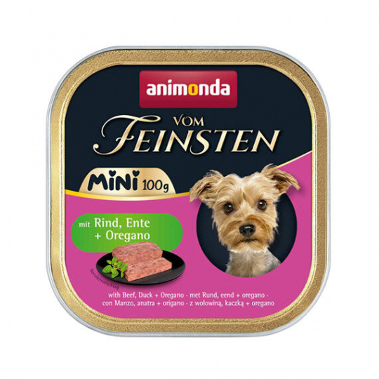 ANIMONDA paštéta Vom Feinsten MINI - hovädzie, kačica, oregano pre psy 100 g ANIMONDA paštéta Vom Feinsten MINI - hovädzie, kačica, oregano pre psy 100 g
