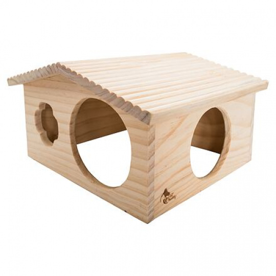 PetBuddy zrub veľký, prírodný domček, 33 x 28 x 18 cm, borovicové drevo