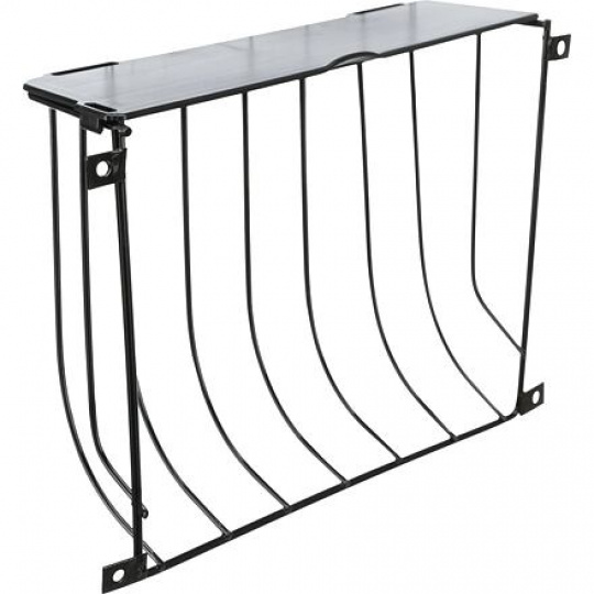 Jasle na seno s vekom, na priskrutkovanie, 22 × 16 × 6 cm, lakovaný kov, čierna