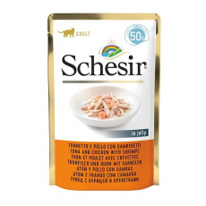 SCHESIR in jelly Tuna and chicken with shrimps - mokré krmivo pro kočky - 50 g