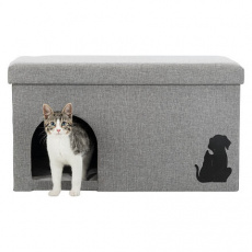 Domček/búdička KIMMY, tkaná látka, odnímateľné veko, 72x40x40cm, sivá Domček/búdička KIMMY, tkaná látka, odnímateľné veko, 72x40x40cm, sivá