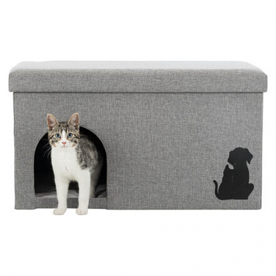 Domček/búdička KIMMY, tkaná látka, odnímateľné veko, 72x40x40cm, sivá Domček/búdička KIMMY, tkaná látka, odnímateľné veko, 72x40x40cm, sivá