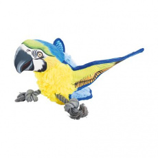 Ara Ararauna papagáj na lane HipHop Dog, 35 cm, robustná hračka pre psy, žltá/modrá