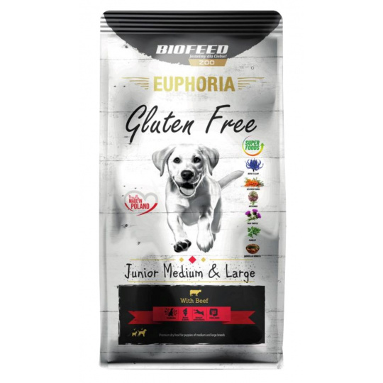 BIOFEED Euphoria Gluten Free Junior medium & large Beef - suché krmivo pro psy - 12kg