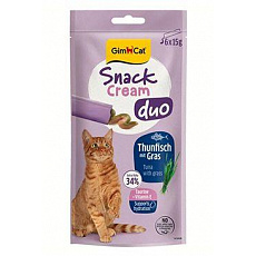 GimCat Snack Cream Duo tuniak&tráva 6x15g GimCat Snack Cream Duo tuniak&tráva 6x15g