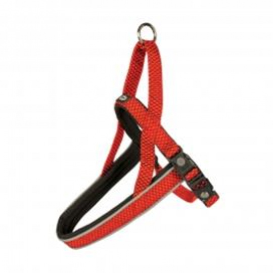 Postroj DUVO+ EXPLOR EAST nylon M 40-50cm/15mm červený Postroj DUVO+ EXPLOR EAST nylon M 40-50cm/15mm červený