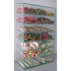 Sklenený zásobník na maškrty - panelák v51/š30/hl15/2x7políc Sklenený zásobník na maškrty - panelák v51/š30/hl15/2x7políc