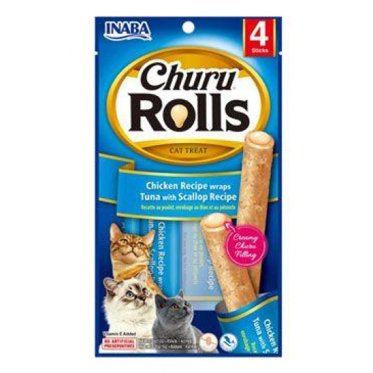 Churu Cat Rolls Chicken wraps Tuna&Scallop cream 4x10g Churu Cat Rolls Chicken wraps Tuna&Scallop cream 4x10g