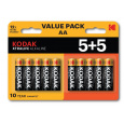 Kodak XTRALIFE Alkaline AA Battery 10 (5+5 pack)