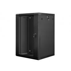 Nástěnná instalační skříň Lanberg 19'' 18U 600x600mm černá (skleněné dveře)