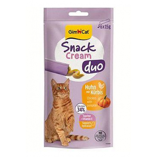 GimCat Snack Cream Duo kuracie&tekvica 6x15g GimCat Snack Cream Duo kuracie&tekvica 6x15g