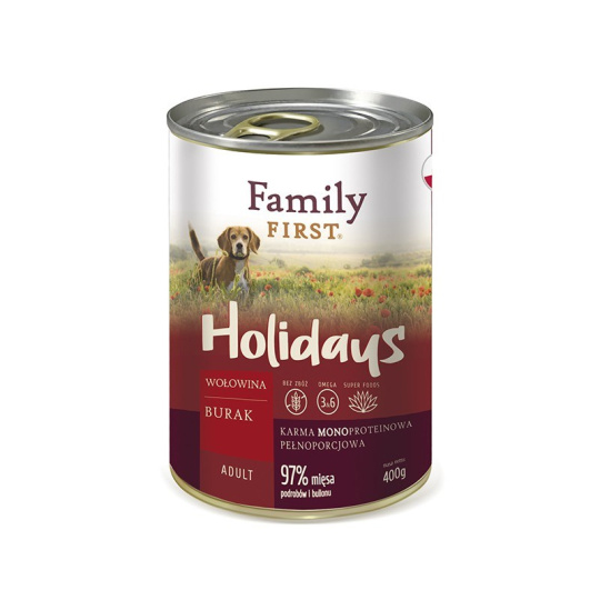 FAMILY FIRST Holidays Adult Beef with beets - Mokré krmivo pro psy - 400 g
