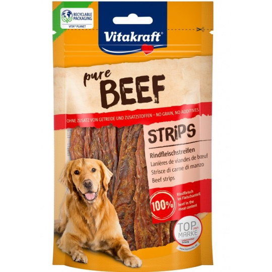 VITAKRAFT Pure Beef Strips - pamlsek pro psa - 80 g