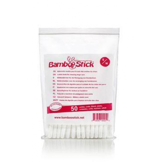 Tyčinky vatové BambooStick S/M pre čistenie. uší psov 50ks Tyčinky vatové BambooStick S/M pre čistenie. uší psov 50ks
