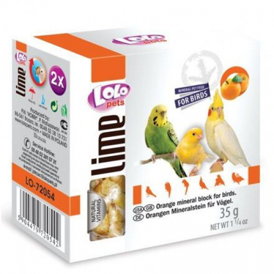 LOLOpets LIME pomarančový minerálny kameň pre vtáky 35 g