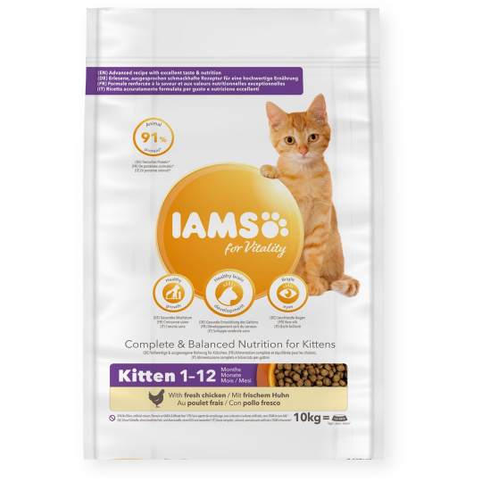 IAMS for Vitality Kitten Fresh chicken - suché krmivo pro kočky - 10kg