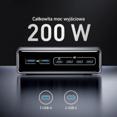 Víceportová nabíječka Anker Prime GaN 2x USB-A 4x USB-C PD 200W Černá