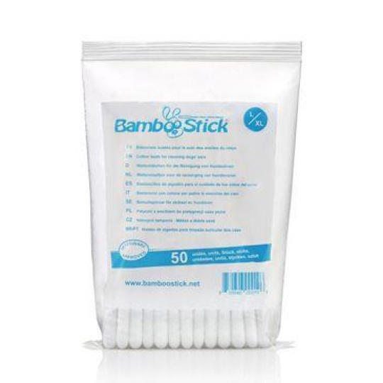 Tyčinky vatové BambooStick L/XL pre čistenie. uší psov 50ks Tyčinky vatové BambooStick L/XL pre čistenie. uší psov 50ks