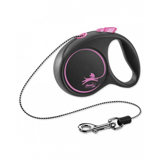 Vodítko FLEXI Black Design S lanko 5m/12kg ružová