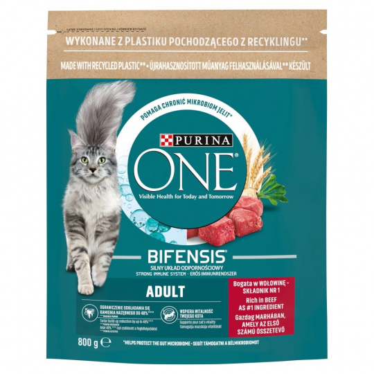 PURINA One Bifensis Adult Beef - suché krmivo pro kočky - 800 g