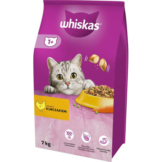 WHISKAS Cat Adult s kuřecím masem - suché krmivo pro kočky - 7 kg