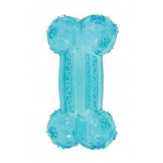 Hračka pes BONE TPR POP kosť 14cm tyrkysová Zolux