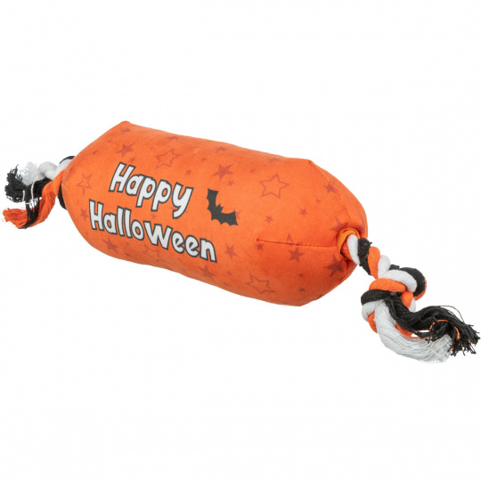 Valec HALLOWEEN, plyšová hračka so zvukom, na lane, 30 cm, oranžová - LIMITOVANÁ PONUKA