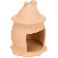 Keramický domek pro myši - vejce s kloboučkem,  ø 11 × 14 cm, terakota - DOPRODEJ