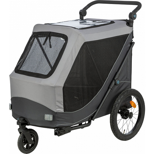 Vozík za bicykel s funkciou rýchleho skladania, L: 74 x 95 x 103/143 cm, nosnosť max. 30 kg, sivá