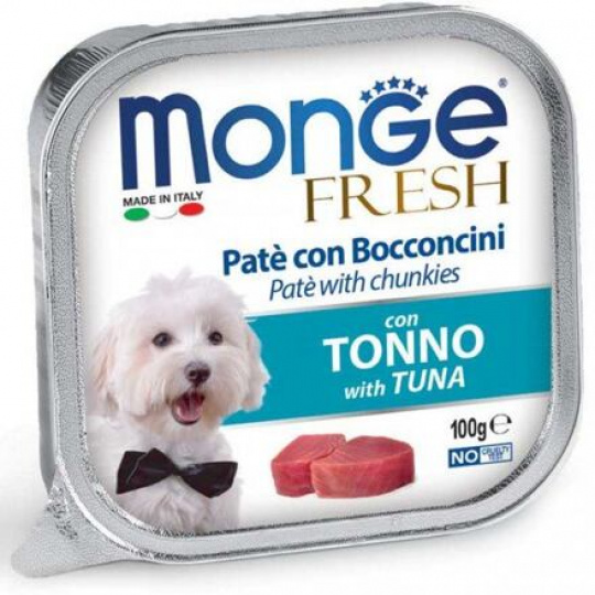 MONGE FRESH - paštéta a kúsky s tuniakom 100 g pre psy MONGE FRESH - paštéta a kúsky s tuniakom 100 g pre psy