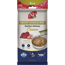 Maškrta Farmina Creamy N&D Quinoa Cat Weight Management with Chicken & Tuna Adult 60 g