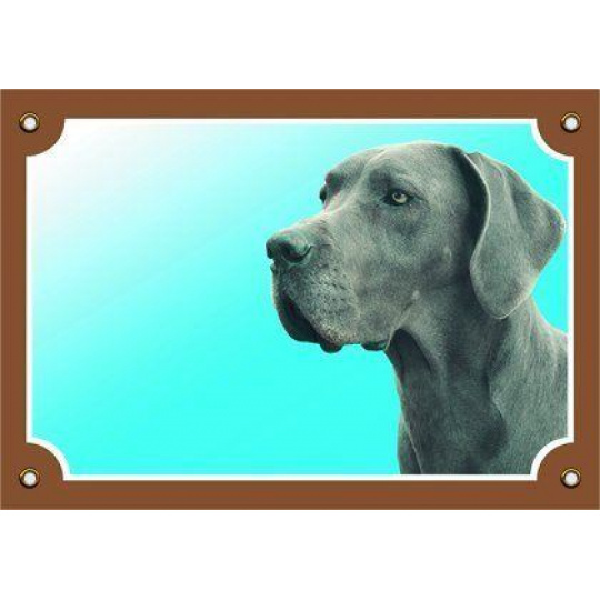 Farebná ceduľka Pozor pes, Doga modrá Farebná ceduľka Pozor pes, Doga modrá