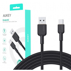 AUKEY CB-NAC2 USB-C Type-C Power Delivery PD 60W 3A 1.8m Nylon Černá