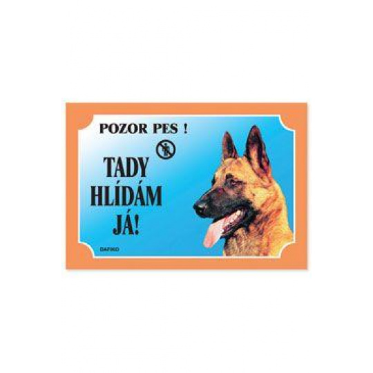 Farebná ceduľka Pozor pes, Belgický ovčiak Farebná ceduľka Pozor pes, Belgický ovčiak