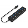 Gembird UHB-U3P7P-01 7portový USB 3.1 (Gen 1) hub s přepínači, černý